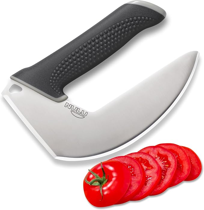 NULU Ergonomic Kitchen Knife for Arthritis & Weak Hands — Adaptive Multi-Grip, Low Strain, Chef's Knife with Sheath