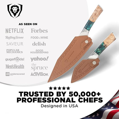 Dalstrong Valhalla 2-Piece Knife Set — 8" Chef + 3.5" Paring — 9CR18MOV HC Steel (8–12° Edge), Unique Wood + Resin Handles — For Apartment Kitchens, Gifts & First Serious Sets