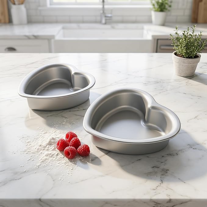 Heart Shaped Cake Pans, 5 × 2 Inch, Set of 2, Aluminum | Baking Cake Pan, For Wedding, Party, Family Occasions, Chocolate, Bread