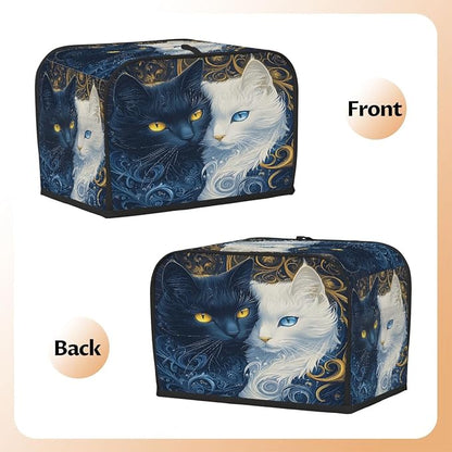 Ethnic Car Blue White Toaster Cover 4 Slice Wide Slot Washable Kitchen Appliance Covers Fingerprint Bread Machine Dust Cover Small Toaster Oven Accessories Covers Bread Maker Bag Women Gift