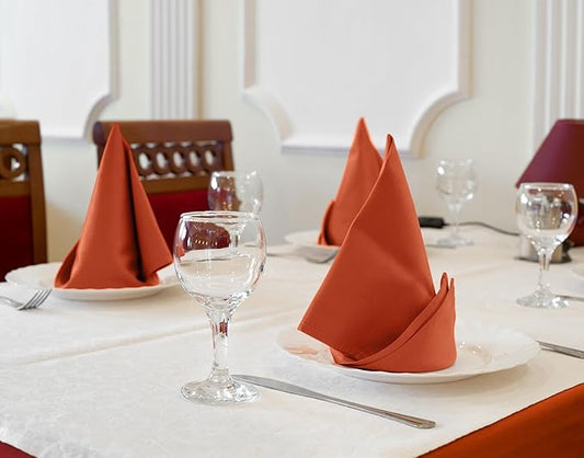 Utopia Kitchen Orange Cloth Napkins [12 Pack, 18x18 Inch] Absorbent Cotton Blend Washable and Reusable for Halloween, Thanksgiving, Dinner, Restaurant, Lunch, Wedding and Hotel