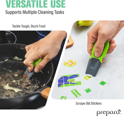 Prepara Thumb Scraper, 4-Pack - Durable Kitchen Cleaning Tools with Ergonomic Grip, BPA-Free Plastic & Nylon, Dishwasher Safe Scrapers for Removing Stuck-On Food from Pots, Pans, Surfaces