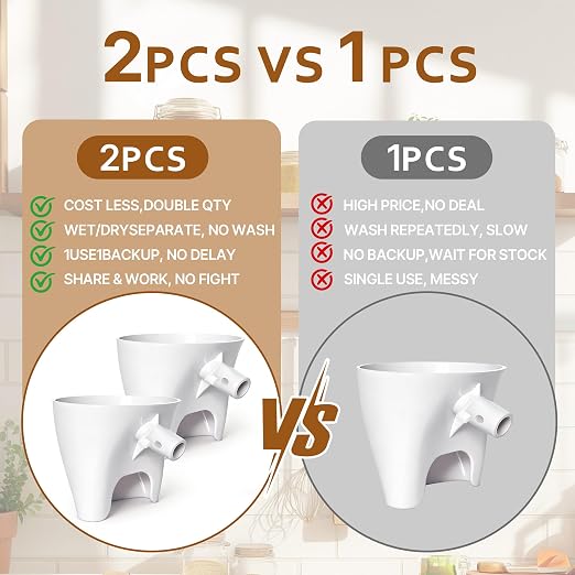 2 Pcs Funnel for Kitchen Aid Mixer, Kitchen Aid Accessories and Attachments for Kitchen Aid Artisan KSM150 4.5-5 Quart Tilt-Head Mixer, Dishwasher Safe Flour Funnel for Kitchen Aid Mixer (milky white)