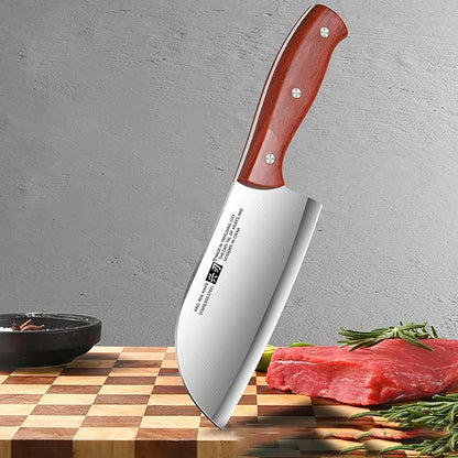 Small Professional Cleaver Chef Knife, High Strength Stainless Steel 6.2 Inch Sharp Kitchen Blade with Wooden Handle (1)