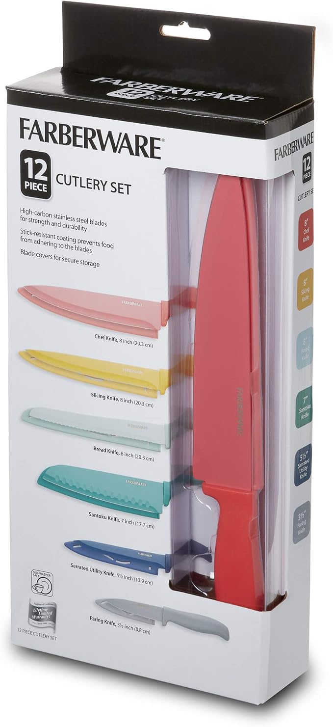 Farberware - 5272030 Farberware Resin Cutlery Set, Assorted, Pastel Cool, 12-piece