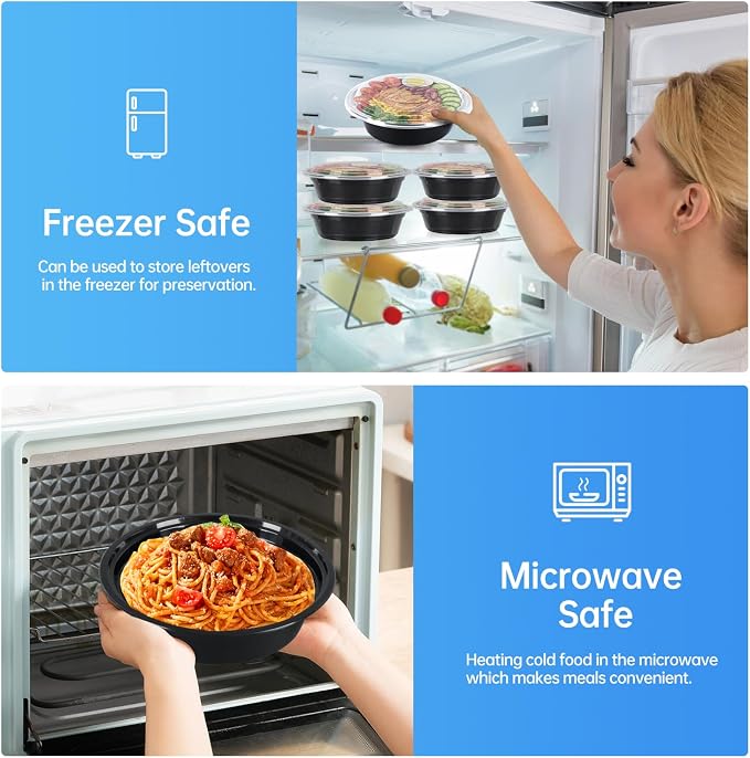 50 Pack (100-Piece) 28oz Meal Prep Containers, 50 Pack (100-Piece) Rectangle,BPA-Free, Food Safe & Leakproof Reusable Plastic Food Storage – Microwave Safe, Stackable Takeout Boxes