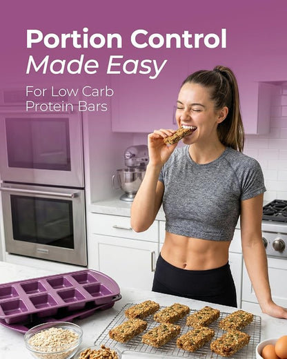 CARTMAN 2-Pack 8-Cavity Mini Loaf Pans Set with Spatula & Brush – 15.5” x 10” Nonstick Carbon Steel Small Bread Pan for Banana Bread, Meatloaf & Keto Snacks Plum Purple