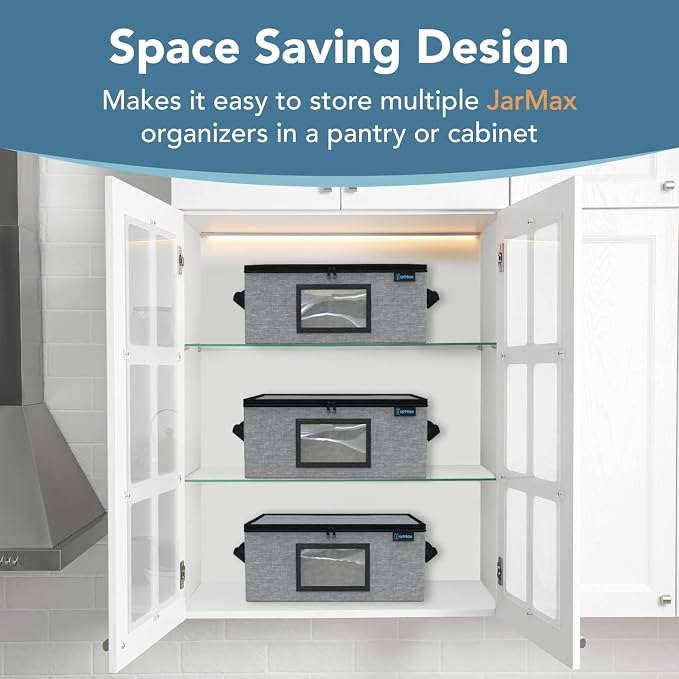 2Pk 32 oz Quart Mason Jar Organizer, Sturdy Pantry Canning Jar Storage Containers, Holds 12 Quart Size Ball Mason Jars, Foldable Canning Organizer, Stackable Home Storage Box w/Lid & Label holder