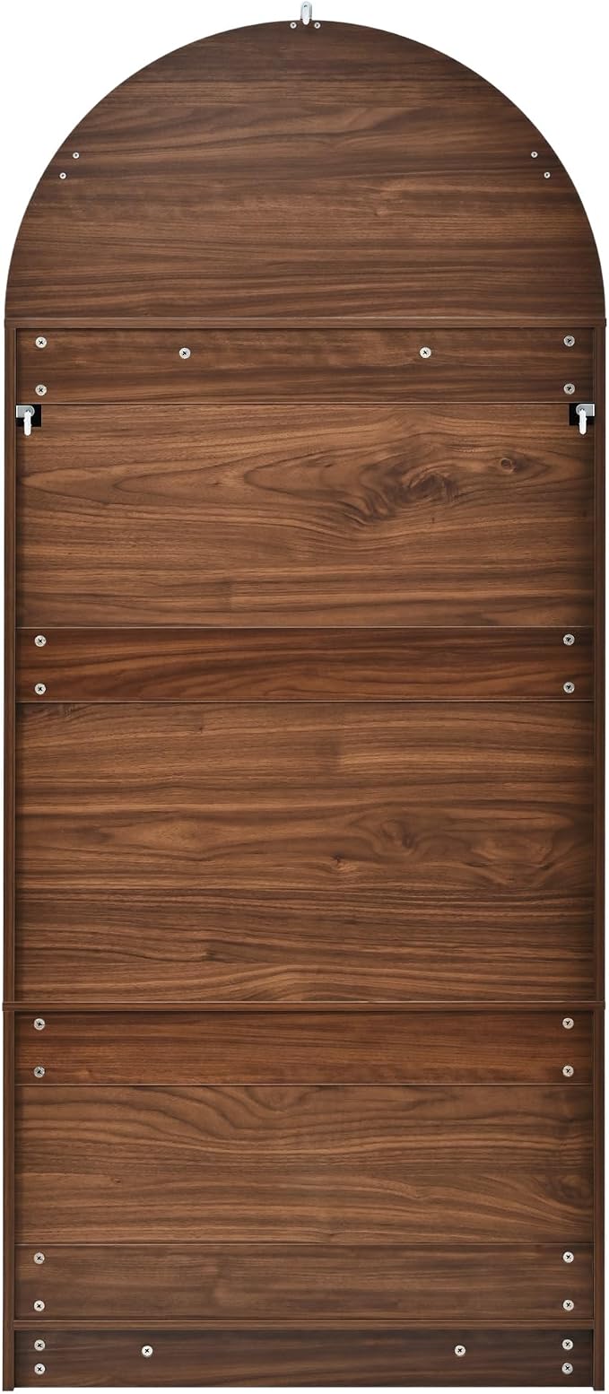 72" Tall Arched Kitchen Pantry Cabinet with 2 Drawers, Mid Century Modern Fluted Storage Cabinet with 8 Adjustable Door Shelves, Wooden Cupboard Organizer for Kitchens, Living Room (Walnut-6.3)