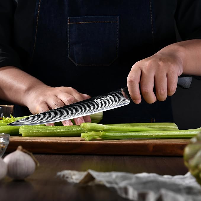 aisyoko Slicing Knife 9", Long, Thin Blade, Allows for Cleaner Cuts to Preserve Juices and Flavor, Cutluxe Meat Carving Knife – Turkey Carving Knife,All Tang non-slip handle design,Premium Gift Box
