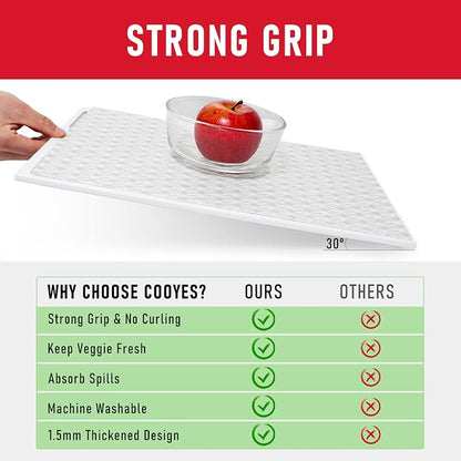 Cooyes Refrigerator Liners 17.7" x 360", Absorbent Strong Grip Fridge Mats Machine Washable, Non-Adhesive Refrigerator Shelf Liner for Fridge Bins & Kitchen Cabinets, Gray
