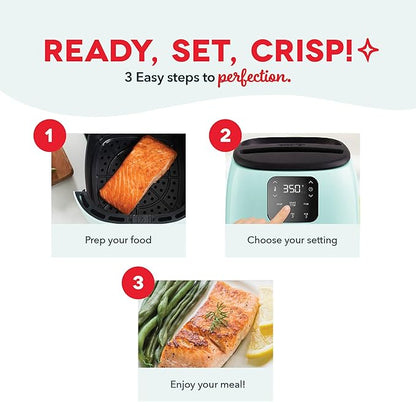 Dash Tasti-Crisp™ Digital Air Fryer – 2.6 Quart Small Compact Mini Air Fryer for French Fries, Nuggets & More, 1-2 People, Auto Shut Off, Adjustable Temp, Dishwasher Safe Parts - Grey