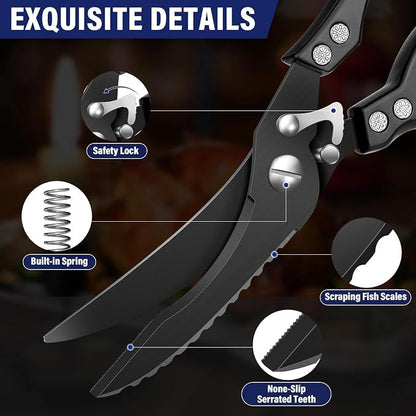 TAN REN 7PCS BBQ Knife Set, Professional Butcher Knives for Meat Cutting, Hand Forged Serbian Chef Knife, Viking, Boning, Skinning Knives & Poultry Shears, Idea Gift for Men Kitchen Outdoor Cooking