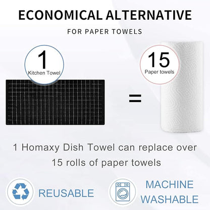 Homaxy 100% Cotton Terry Kitchen Towels(Multiple Color, 13 x 28 inches), Checkered Designed, Soft and Super Absorbent Dish Towels, 4 Pack
