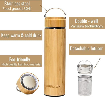 Bamboo Tea Tumbler with Infuser for Loose Tea 17 oz