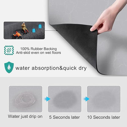 Golener Coffee Bar Mat - Under Coffee Maker Pad, Tray Mats Under Cafe Machine, Rubber Absorbent Mat, Under Appliance Mats, Dish Drying Matt, 23"x15", Marble Gray