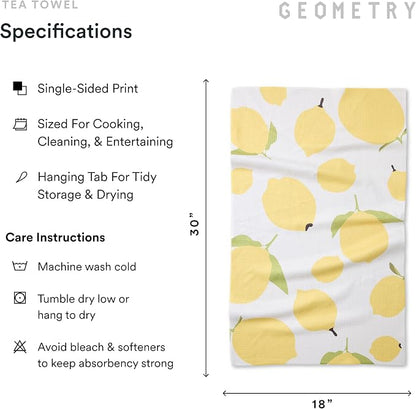 GEOMETRY Kitchen Tea Towels - Quick Dry Microfiber Dish Towels for Kitchen Sunny Lemons, 18" x 30" 1 Pack