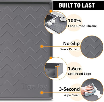 TigeJoy 25" x 19" Under Sink Mats for Kitchen Waterproof, Leak-Proof Silicone Mat Sink Protector and Cabinet Liner, Kitchen Essentials Organizer and Storage, Boot or Shoe Tray, Pet Feeding Mat