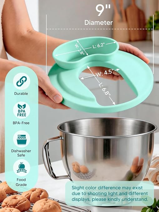 Silicone Kitchen Aid Splash Guard for Stand Mixer & Tilt Head Mixer, 4.5-5QT Mixing Bowl Pouring Shield & Flour Funnel, Kitchen Aid Accessories and Attachments - (Mineral Water Blue)