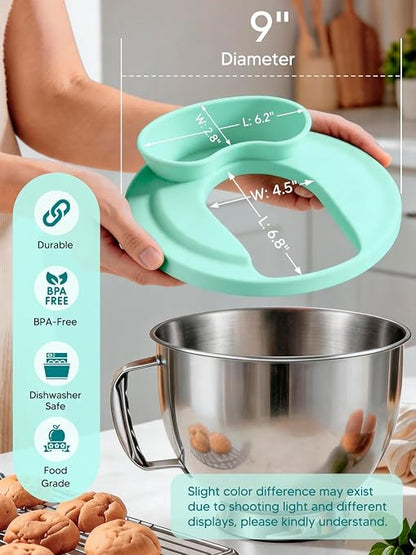 Silicone Kitchen Aid Splash Guard for Stand Mixer & Tilt Head Mixer, 4.5-5QT Mixing Bowl Pouring Shield & Flour Funnel, Kitchen Aid Accessories and Attachments - (Mineral Water Blue)