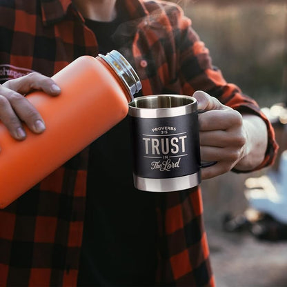 Trust in the LORD Black Camp-style Stainless Steel Mug - Proverbs 3:5
