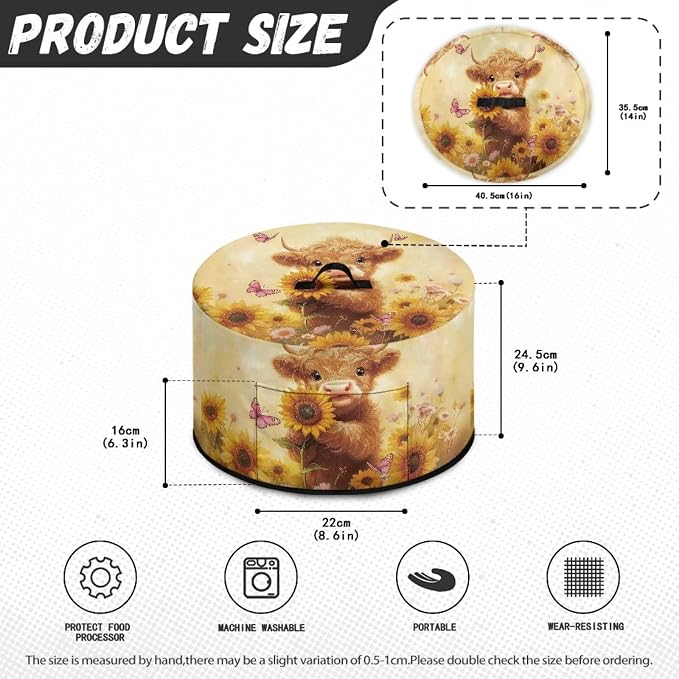 Sunflower Cow Slow Cooker Dust Cover 6-8 qt Crock for Pot Keep Small Kitchen Appliance Clean Kitchen Home Accessories Decor Cover Butterflies Patterns