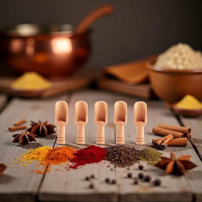 5Pcs Mini Wooden Spoon, Mini Bamboo Spoons, Bath Salt Spoon Condiment Wooden Spoon Cooking Spoons for Kitchen and Dining Spices Beans Rice Flour Sugar Tea