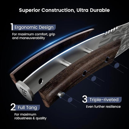 SYOKAMI Gyutou Chef Knife, 9.5 Inch Japanese Style Multi-purpose Kitchen Knife, Ultra Sharp Durable Professional-grade for Slicing, Chopping, Dicing, Ergonomic Anti-slip Handle, Trusted by chefs