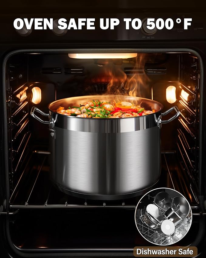 Cooks Standard Professional 8 Quart Stainless Steel Stock Pot with Lid, Cooking Pot for Pasta, Soup, Oven Safe, Dishwasher Safe, Stockpot for Canning, Compatible with Most Stovetops
