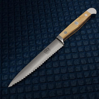 Guede Alpha Olive Series Hand Forged Hand Sharpened Stainless Steel Olive-Wood Handle Tomato Knife, 5-Inch