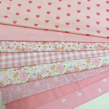 7Pcs 20" x 20" Cotton Fabric DIY Making Supplies Quilting Patchwork Fabric Fat Quarter Bundles DIY for Quilting Cotton Patchwork Cushions (Love Flower, 20 x 20 inches)