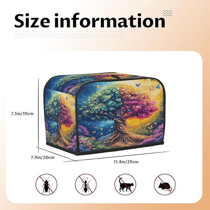 2 Slice Beautiful Tree Of Life Toaster Cover Waterproof Dust Fingerprint Bread Machine Cover Washable Kitchen Appliance Protector For Home Kitchen Bakeware Table Decor Women Gifts