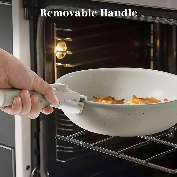 13 Pcs Pots and Pans Set, Nonstick Cookware Set with Lids and Detachable Handle, PFAS & PFOA Free, Non-Toxic Healthy Kitchen Cooking Set