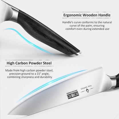 HOSHANHO Knife Set with Magnetic Knife Holder, 6 Pieces Ultra Sharp Kitchen Knife Set, High Carbon Powder Steel Chef Knives Sets with Ergonomic Pakkawood Handle