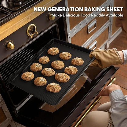 Half Sheet Pan 17.3” x 13.1”, Cookie Sheets for Baking 0.8mm Thick Non Stick Baking Sheets for Oven Heavy Duty Baking Trays