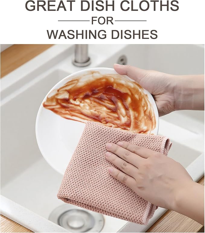 K&janet6am Dish Cloths for Washing Dishes, 12 Pack Kitchen Dish Cloths, Super Absorbent Microfiber Cleaning Cloth, Premium Waffle Dish Towels for Kitchen, 12x12 Inches