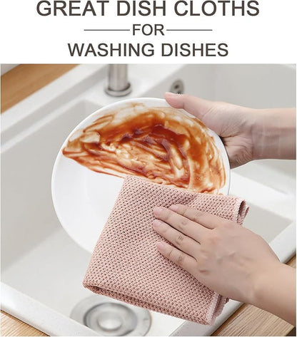 K&janet6am Dish Cloths for Washing Dishes, 12 Pack Kitchen Dish Cloths, Super Absorbent Microfiber Cleaning Cloth, Premium Waffle Dish Towels for Kitchen, 12x12 Inches