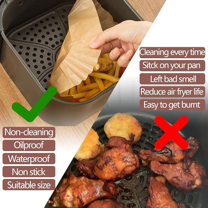 UBeesize XL10 Inch Disposable Air Fryer Liners 100 Pack Parchment Paper