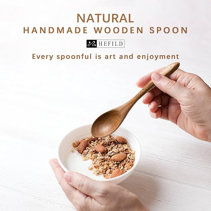 4 PCS Small Wooden Spoons, 5.8 Inch Honey Spoons for Tea, Acacia Wooden Honey Teaspoon for Coffee, Little Tiny Wood Spoons, Bamboo Table Spoon for stirring, Wooden Spoons for Utensils Set