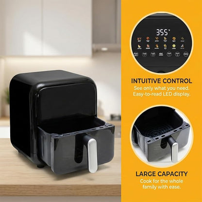 OLIXIS Air Fryer with Window 7.9QT, 12-In-1 Large Air Fryer for Family, 400°F Rapid Air Crispy Technology, Roast Bake Dehydrate Reheat, Nonstick & Easy-Clean Basket, 1800W, Black