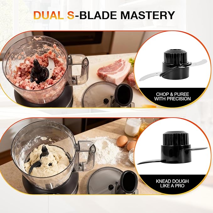 12 Cup Smart Food Processor | Electric Food Chopper Slicer, French-Fry Slicing Shredding Chopping Kneading Cutter, For Meat, Vegetable, Fries, Cheese