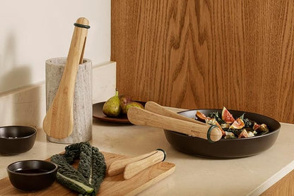 Eva Solo | Nordic kitchen serving tongs 3 pcs. | Practical and stylish serving tongs | Silicone, FSC®-certified carbonized bamboo