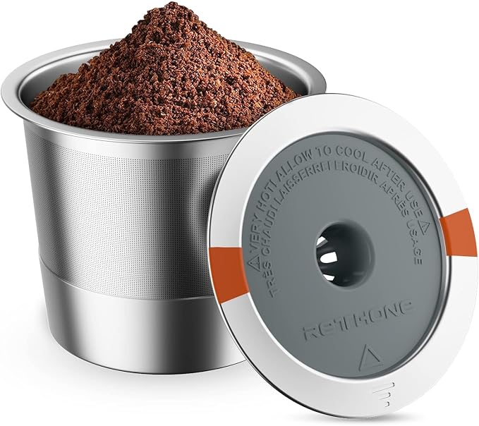 RETHONE K Cup Reusable Coffee Pods, Stainless Steel Reusable K Cups Coffee Filter Compatible for Keurig 1.0 & 2.0 Coffee Makers BPA-Free Refillable Coffee Filters (1 Pack)