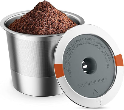 RETHONE K Cup Reusable Coffee Pods, Stainless Steel Reusable K Cups Coffee Filter Compatible for Keurig 1.0 & 2.0 Coffee Makers BPA-Free Refillable Coffee Filters (1 Pack)