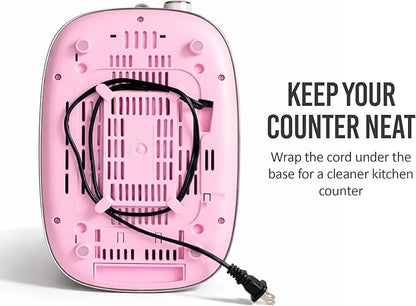 Nostalgia Classic Retro 2-Slice Toaster- Vintage Design- Enamel Coated Steel Body- Wide Slots for all Breads- Crumb Tray, Cord Storage- Defrost,Cancel and Bagel Function & 6 Toasting Levels- Pink