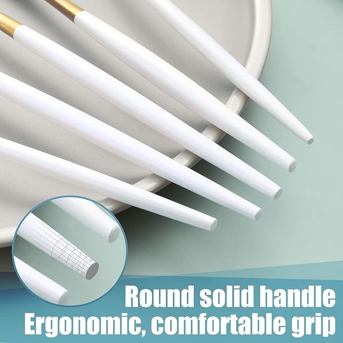 Lemeya Matte White Gold Silverware Set for 8,Modern Stainless Steel Brushed Cutlery Set,40-Pieces Heavy Duty Flatware Set,Knives Spoons and Forks Set Utensils Set, Satin Finish, Dishwasher Safe