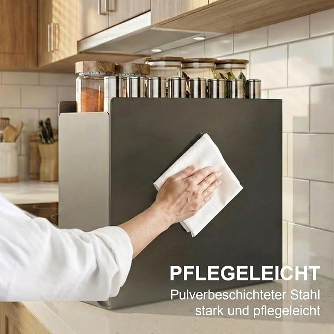 2 Tier No Assembly Pull Out Spice Rack Countertop, Sliding Drawer for Tall Bottles, with Magnetic Panels with Paper Towel Holder and 4 Hooks (Dark Grey, 2)