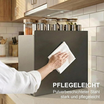 2 Tier No Assembly Pull Out Spice Rack Countertop, Sliding Drawer for Tall Bottles, with Magnetic Panels with Paper Towel Holder and 4 Hooks (Dark Grey, 2)