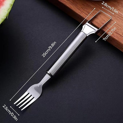 Watermelon Slicer & Fork,2-in-1 Stainless Steel Fruit Cutter Tool for Kitchen Gadgets, Watermelon Fork Slicer Cutter for Summer Party, Camping & Picnic, (2 Packs)