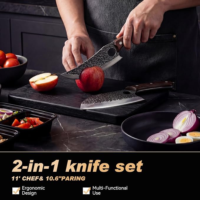 Viking Knife, Butcher Knife Set Hand Forged Boning Knives, Japanese Serbian Chef knives Kitchen Chopping for Meat Cutting Chefs Cleaver Camping Cooking, BBQ, Gifts for Men